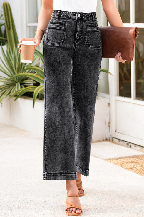 Patch Pocket Straight Leg Loose Fit Jeans